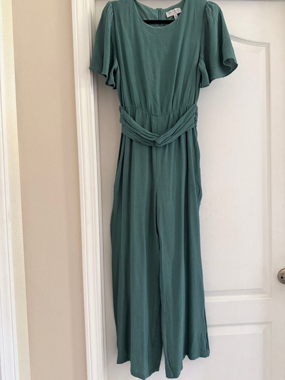 Hayden Teal Green Jumpsuit with Braided Waist